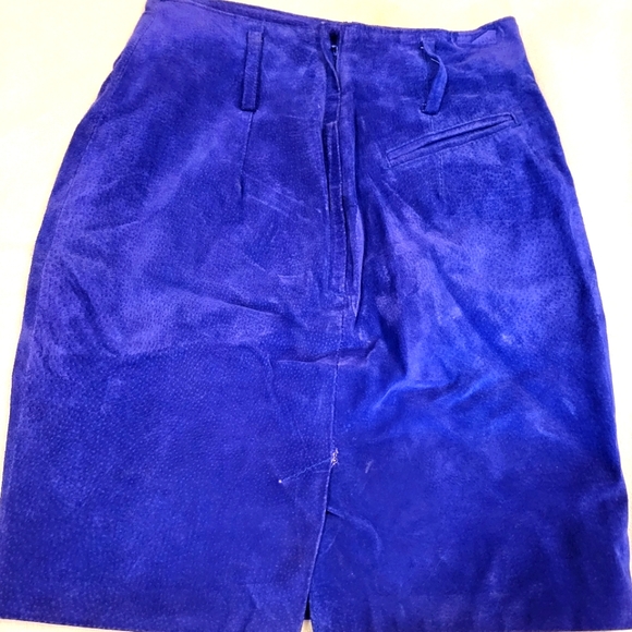 Vintage Express Electric Blue Suede Mini Skirt Sz 3/4 - Picture 2 of 5